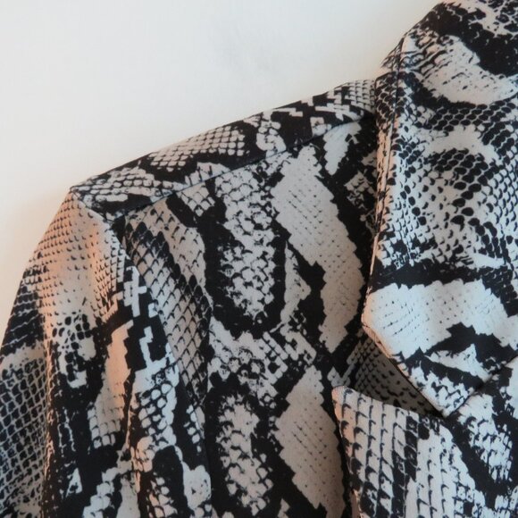 JOSEPH RIBKOFF Snakeskin Beige Black Open Front Blazer Jacket - Size US 10 - Picture 6 of 14